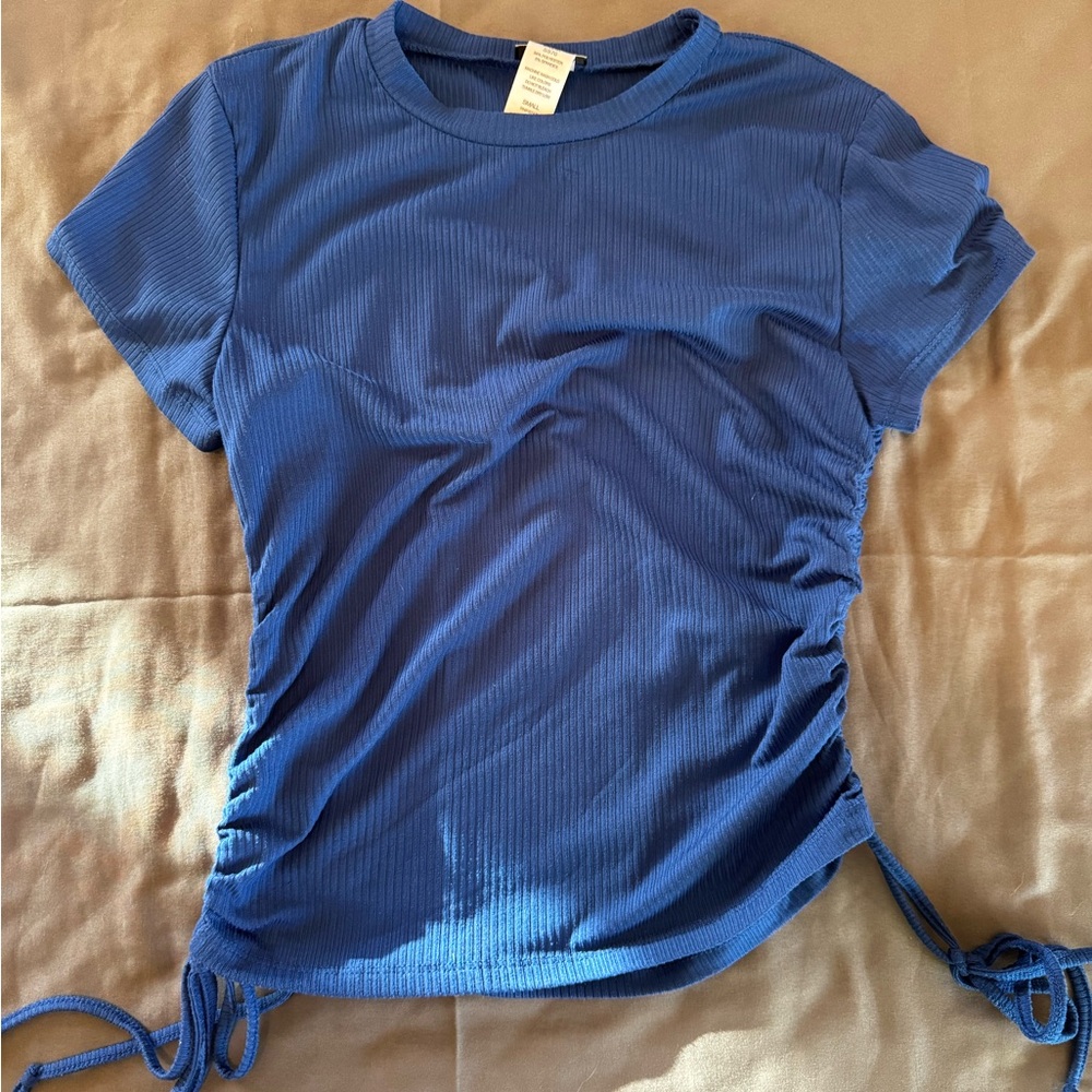 Stylish Blue Ruched Women's Tee